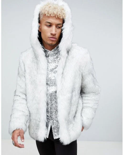 White Fur Men Hoodie
