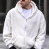 White Fur Hoodie Men