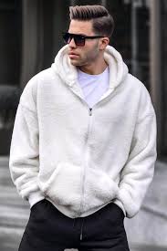 White Fur Hoodie Men