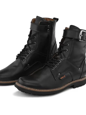 Black men leather boots