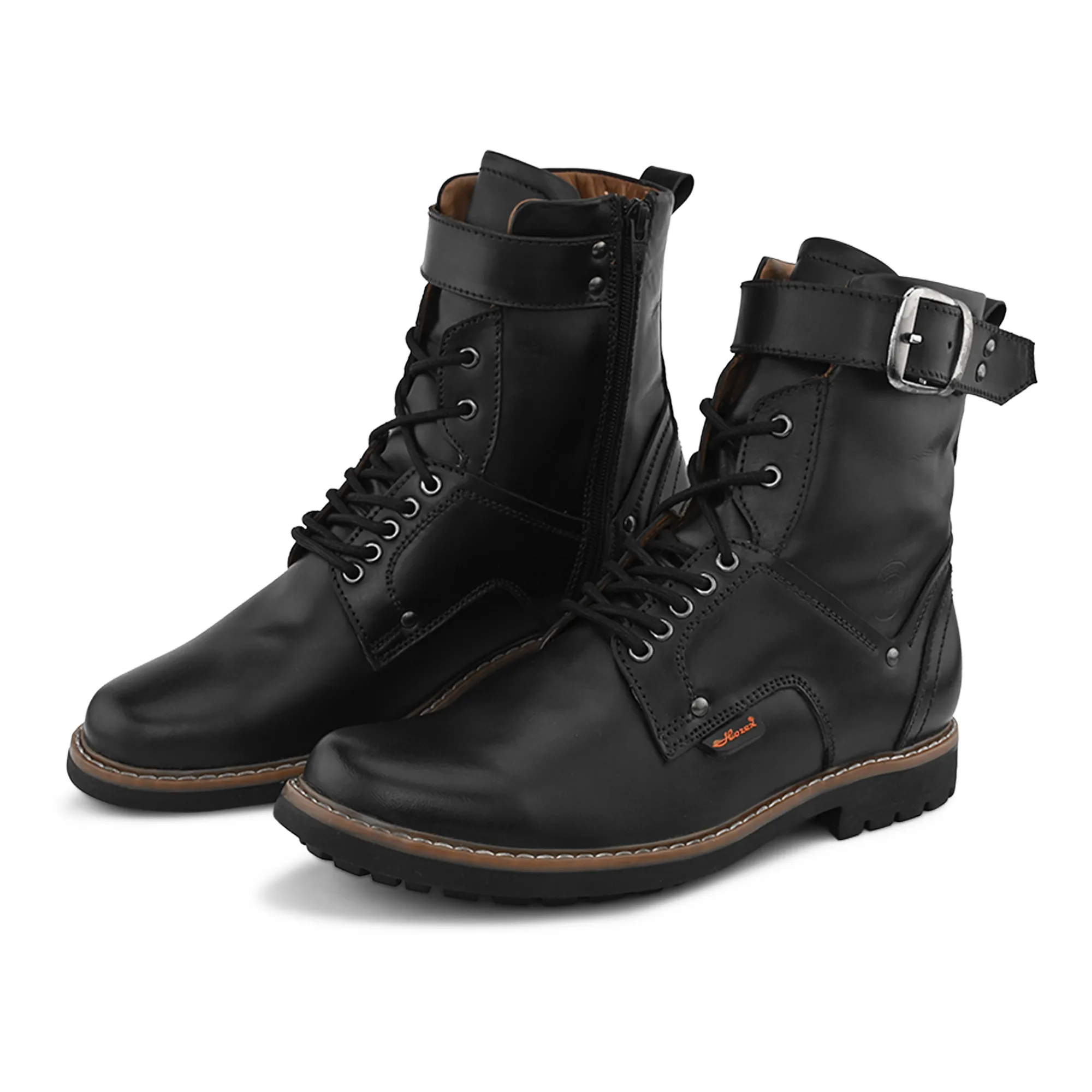 Black men leather boots