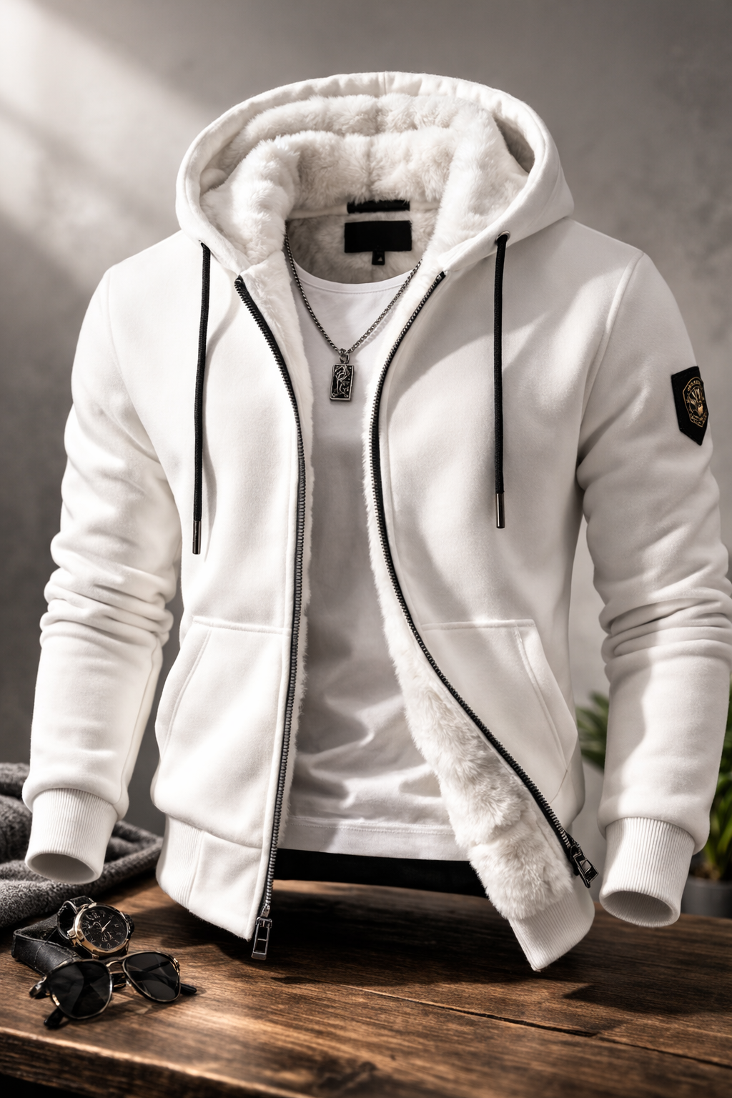 DunX White Fur Jacker For men